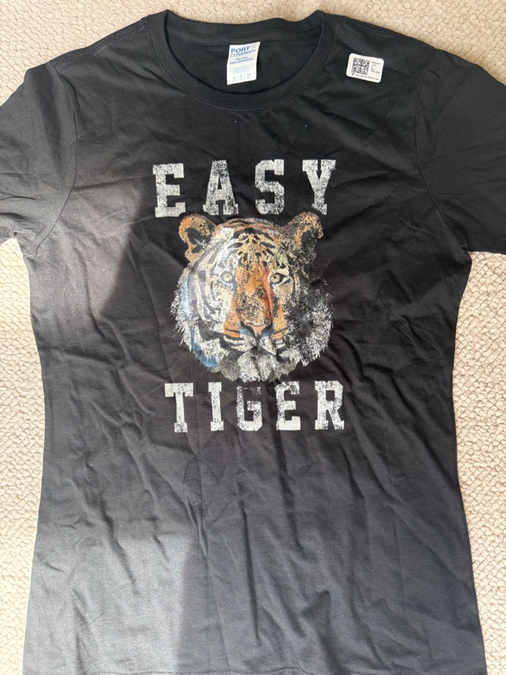 Port and Company Black 'Easy Tiger' Graphic Tee